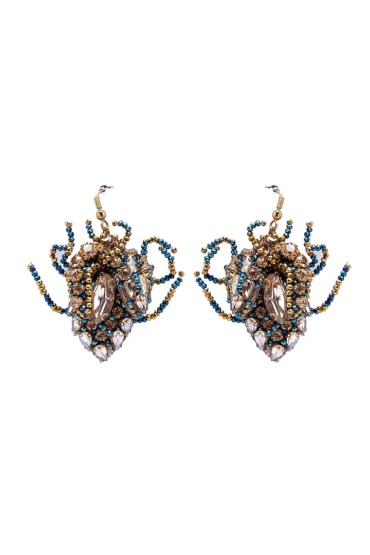 Multi-Colored Crystal Embroidered Dangler Earrings by Jyo Das Accessories at Pernia's Pop Up Shop
