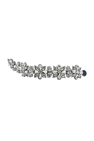 Silver Hand Embroidered Cuff Bracelet by Jyo Das Accessories