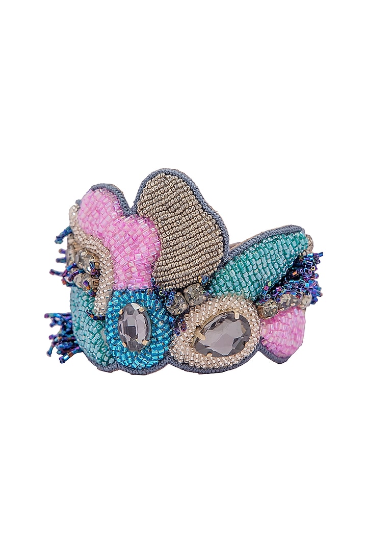 Multi-Colored Peacock Cuff Bracelet by Jyo Das Accessories