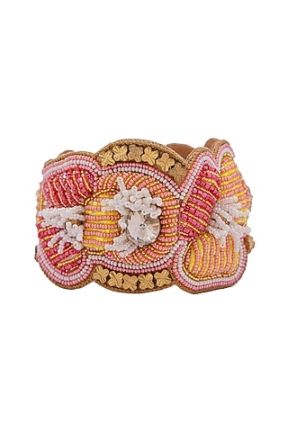 Multi-Colored Hand Embroidered Cuff Bracelet by Jyo Das Accessories