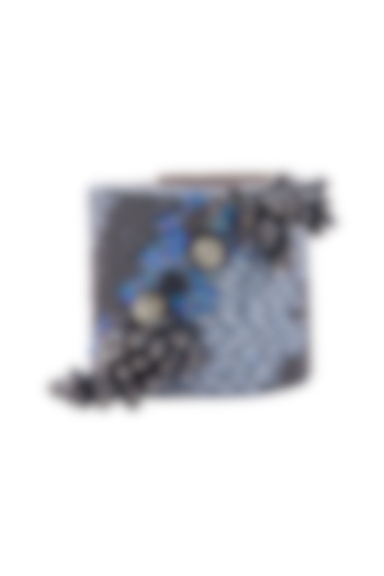 Black Hand Embroidered Cuff Bracelet by Jyo Das Accessories at Pernia's Pop Up Shop