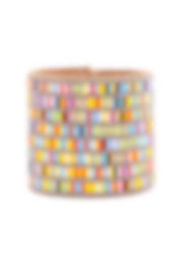 Multi-Colored Beaded Hand Embroidered Cuff Bracelet by Jyo Das Accessories