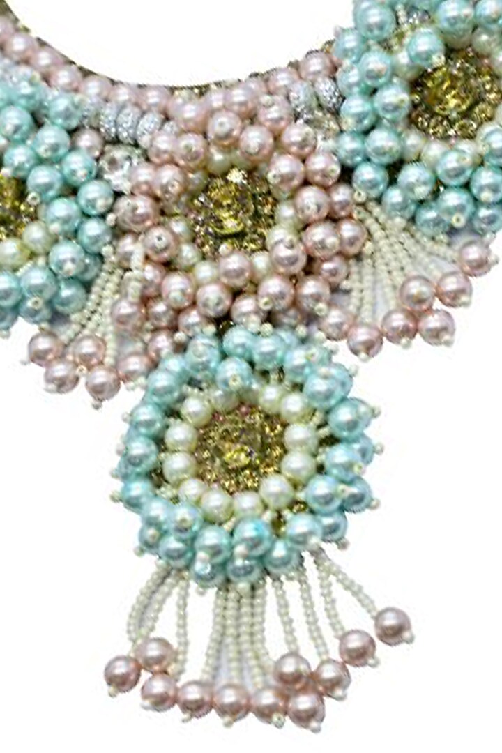 Pink Multi-Colored Stone Necklace by Jyo Das Accessories at Pernia's Pop Up Shop
