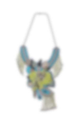 Blue Glass Crystal & Bead Embroidered Necklace by Jyo Das Accessories at Pernia's Pop Up Shop