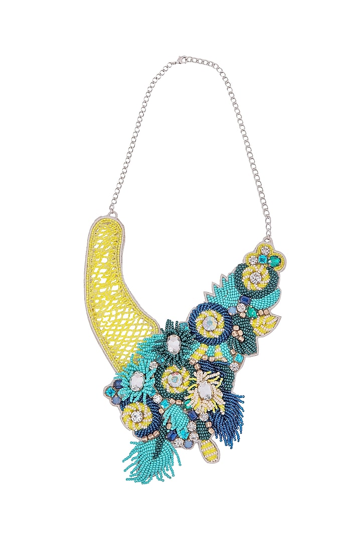 Blue Multi-Colored Stone Necklace by Jyo Das Accessories at Pernia's Pop Up Shop