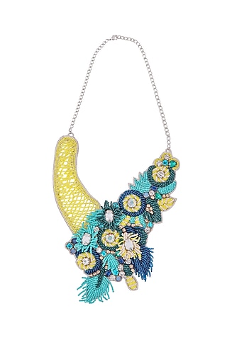 Blue Multi-Colored Stone Necklace by Jyo Das Accessories