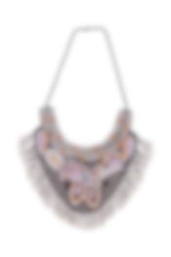 White Hand Embroidered Necklace by Jyo Das Accessories at Pernia's Pop Up Shop