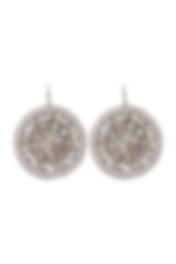 White Hand Embroidered Earrings by Jyo Das Accessories at Pernia's Pop Up Shop