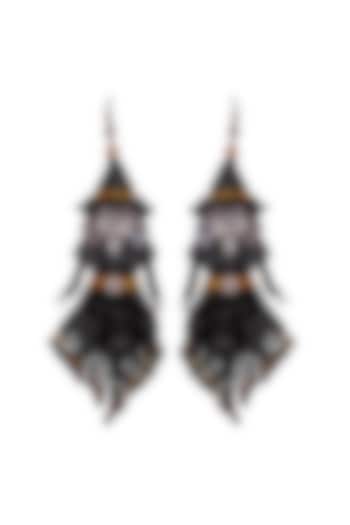 Black Hand Embroidered Witch Earrings by Jyo Das Accessories at Pernia's Pop Up Shop