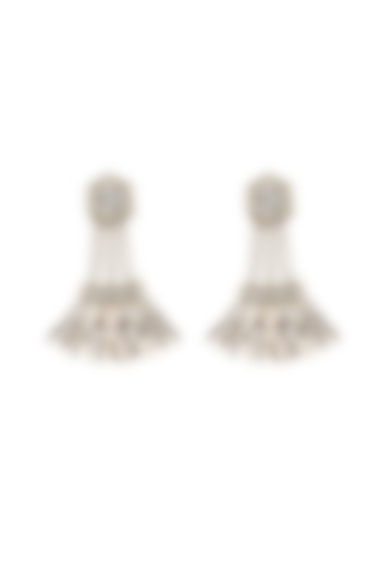 Silver Glass Crystal & Beads Dangler Earrings by Jyo Das Accessories at Pernia's Pop Up Shop
