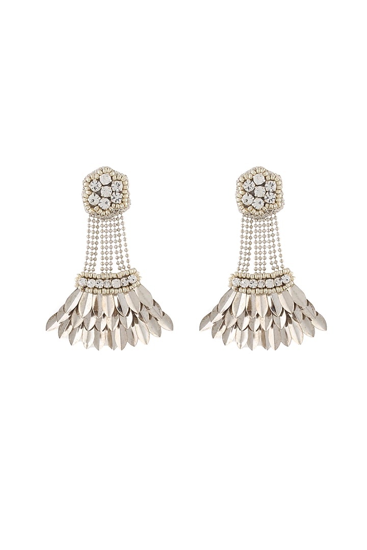 Silver Glass Crystal & Beads Dangler Earrings by Jyo Das Accessories at Pernia's Pop Up Shop