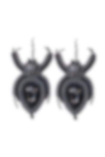 Black Hand Embroidered Bug Earrings by Jyo Das Accessories at Pernia's Pop Up Shop