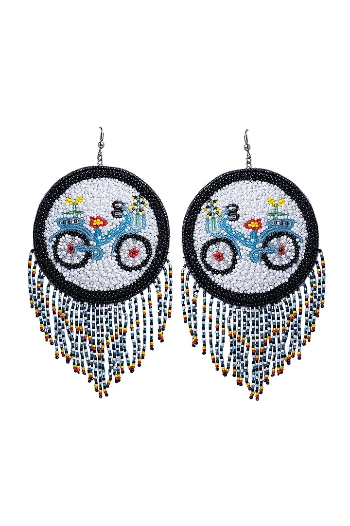 Multi-Colored Hand Embroidered Earrings by Jyo Das Accessories