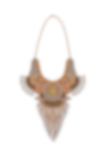Gold Glass Crystal & Bead Embroidered Necklace by Jyo Das Accessories at Pernia's Pop Up Shop