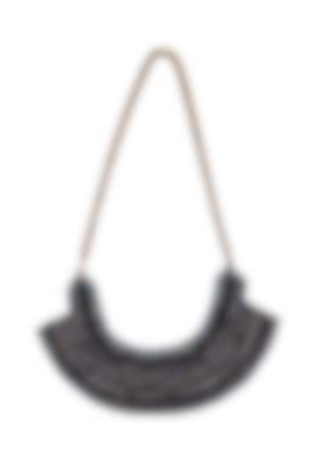 Black Crystal Stone & Pearl Necklace by Jyo Das Accessories at Pernia's Pop Up Shop
