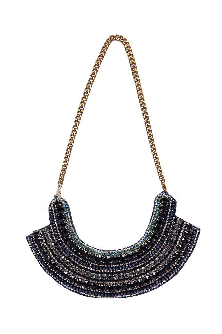 Black Crystal Stone & Pearl Necklace by Jyo Das Accessories at Pernia's Pop Up Shop