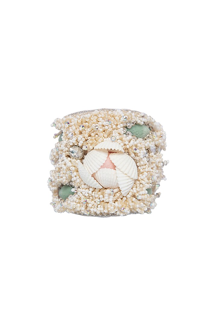 White Beach Sand Cuff Bracelet by Jyo Das Accessories at Pernia's Pop Up Shop