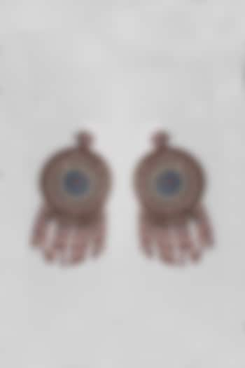 White Hand Embroidered Dangler Earrings by Jyo Das Accessories at Pernia's Pop Up Shop