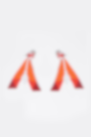 Orange Hand Embroidered Dangler Earrings by Jyo Das Accessories at Pernia's Pop Up Shop