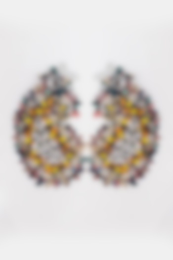 Multi-Colored Crystal Embroidered Dangler Earrings by Jyo Das Accessories