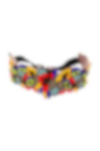 Multi-Colored Suede Hand Embroidered Belt by Jyo Das Accessories at Pernia's Pop Up Shop