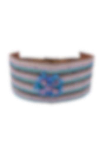 Blue Suede Hand Embroidered Belt by Jyo Das Accessories at Pernia's Pop Up Shop