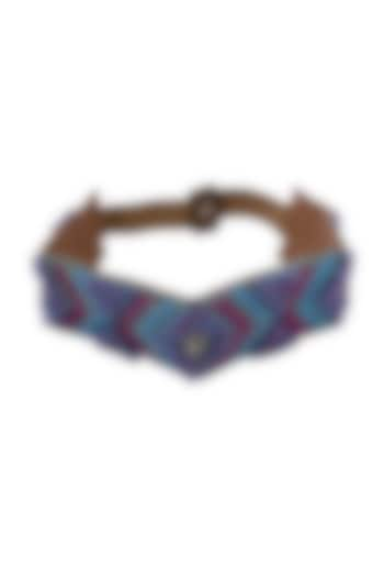 Blue Suede Hand Embroidered Belt by Jyo Das Accessories at Pernia's Pop Up Shop