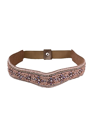 Pink Suede Hand Embroidered Belt by Jyo Das Accessories