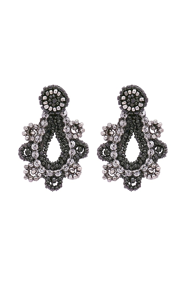 Black Cut Bead Dangler Earrings by Jyo Das Accessories at Pernia's Pop Up Shop