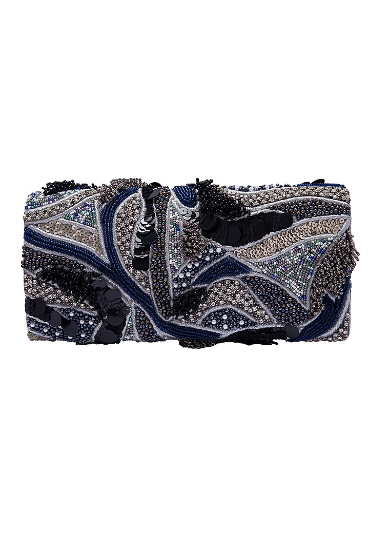 Multi-Colored Leather Embroidered Clutch by Jyo Das Accessories at Pernia's Pop Up Shop