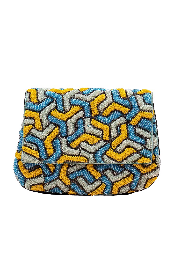 Multi-Colored Leather Hand Embroidered Sling Bag by Jyo Das Accessories at Pernia's Pop Up Shop