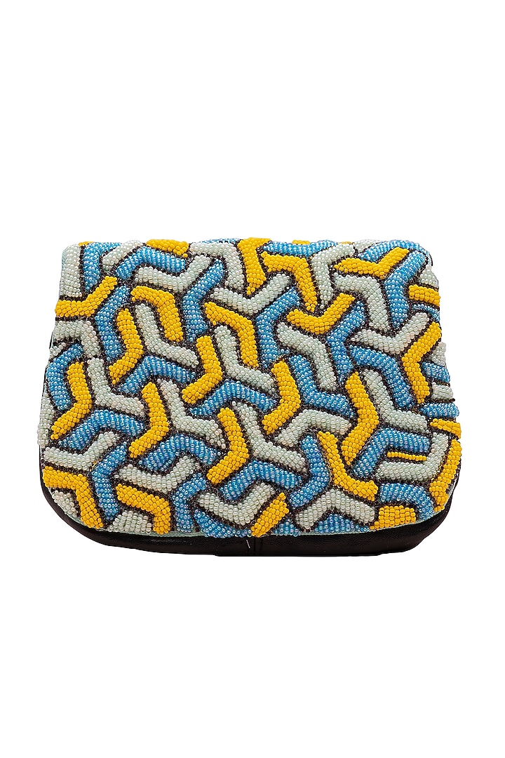 Multi-Colored Leather Hand Embroidered Sling Bag by Jyo Das Accessories at Pernia's Pop Up Shop