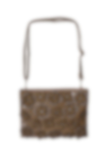 Gold Resin Hand Embroidered Clutch by Jyo Das Accessories at Pernia's Pop Up Shop