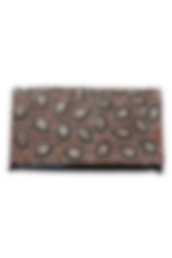Multi-Colored Leather Hand Embroidered Clutch by Jyo Das Accessories at Pernia's Pop Up Shop
