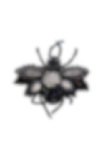 Black Suede Hand Embroidered Brooch by Jyo Das Accessories at Pernia's Pop Up Shop