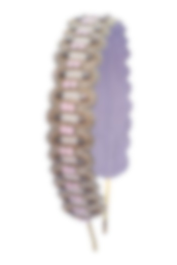 Gold Suede & Cotton Hand Embroidered Hairband by Jyo Das Accessories at Pernia's Pop Up Shop