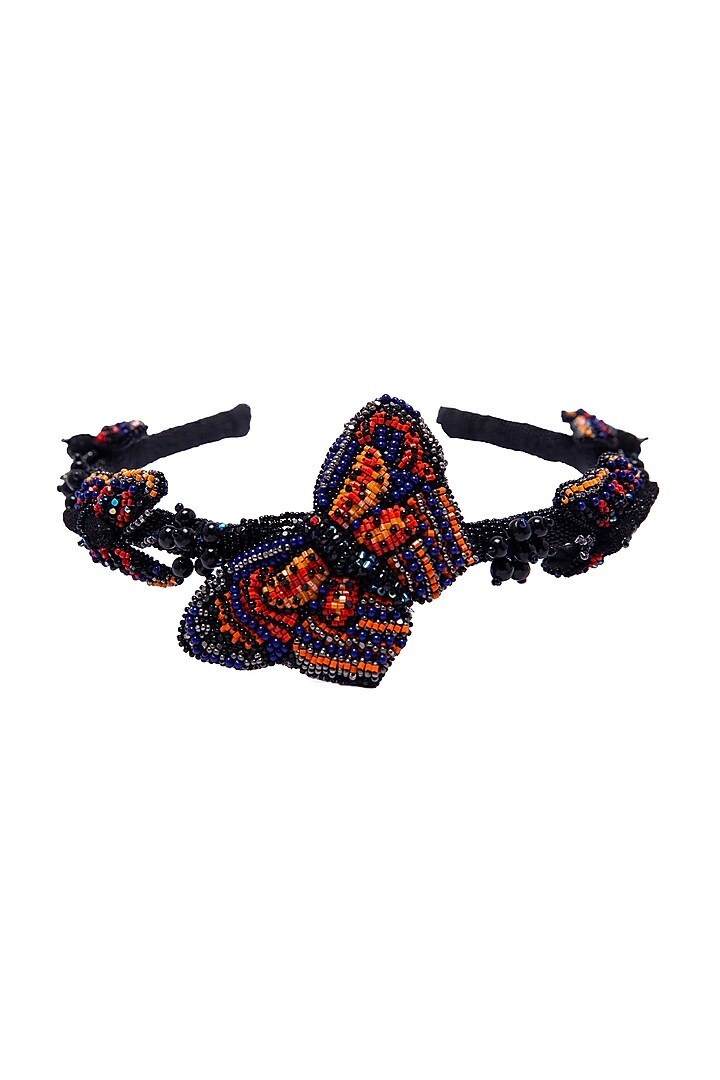 Multi-Colored Organza Silk Hand Embroidered Hairband by Jyo Das Accessories at Pernia's Pop Up Shop