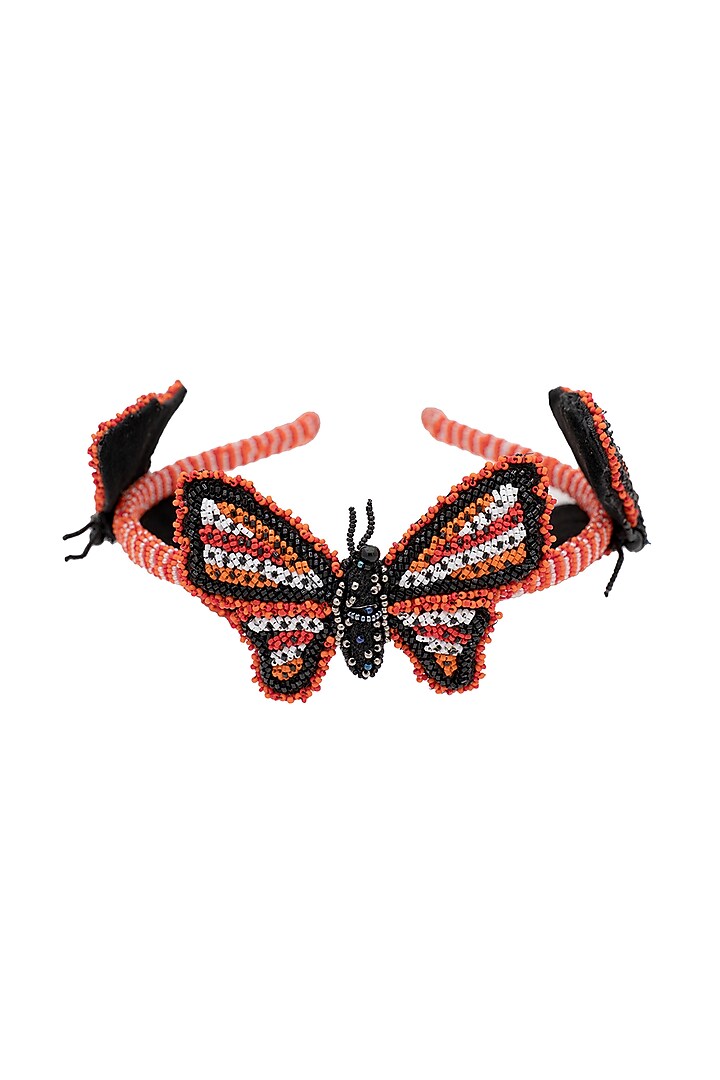 Multi-Colored Suede Hand Embroidered Hairband by Jyo Das Accessories at Pernia's Pop Up Shop