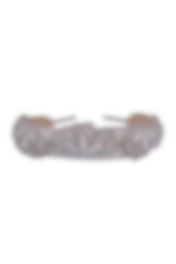 White Suede Embroidered Hairband by Jyo Das Accessories