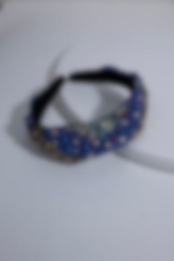 Multi-Colored Suede Hand Embroidered Hairband by Jyo Das Accessories