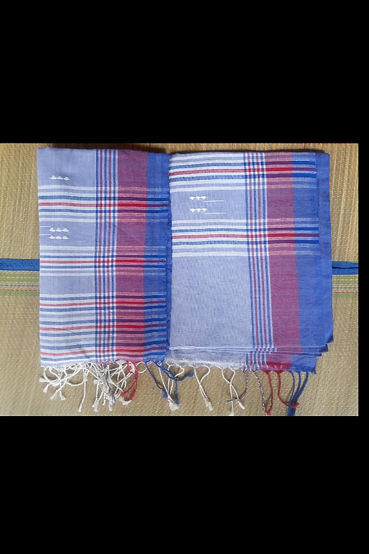 Blue Handwoven Saree by Jyotsna Kalita at Pernia's Pop Up Shop