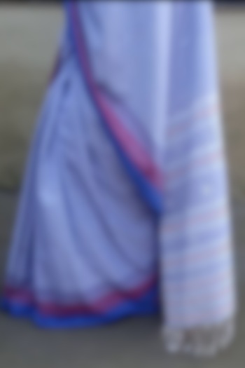 Blue Handwoven Saree by Jyotsna Kalita
