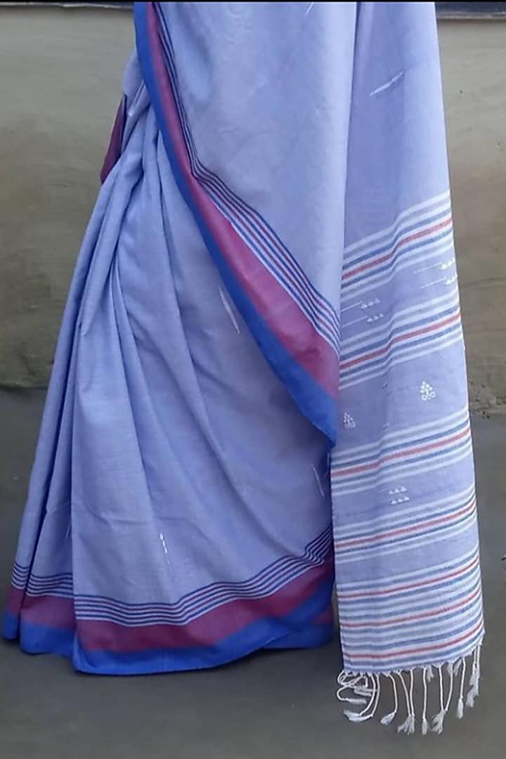 Blue Handwoven Saree by Jyotsna Kalita