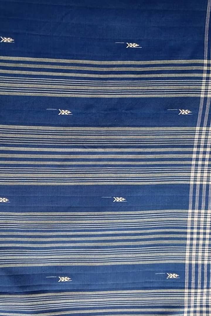Blue & White Handwoven Saree by Jyotsna Kalita at Pernia's Pop Up Shop