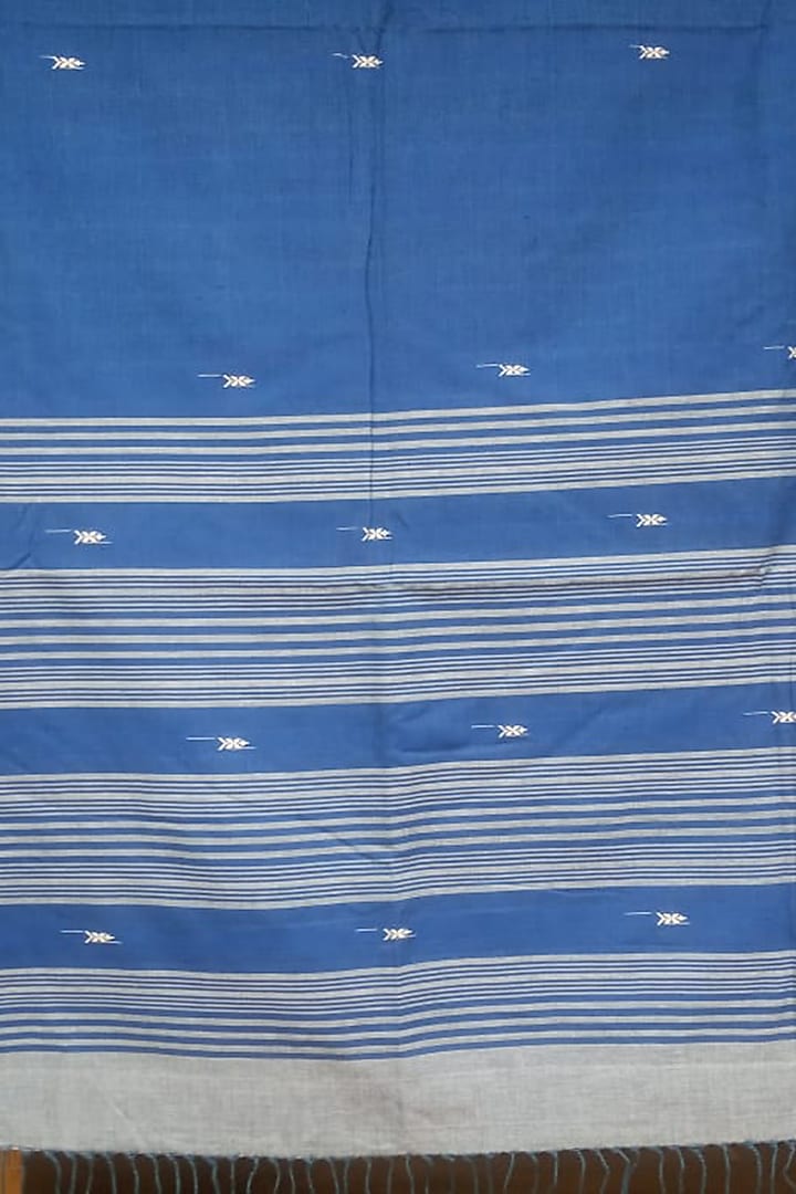 Blue & White Handwoven Saree by Jyotsna Kalita at Pernia's Pop Up Shop