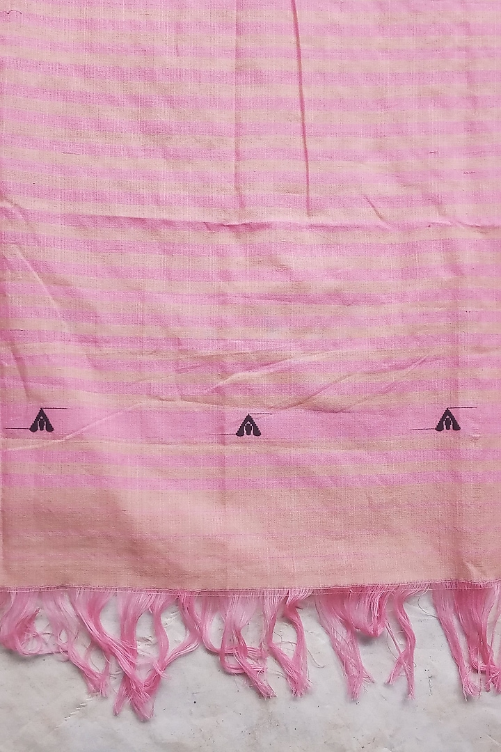 Pink & Black Pure Cotton Dupatta by Jyotsna Kalita at Pernia's Pop Up Shop