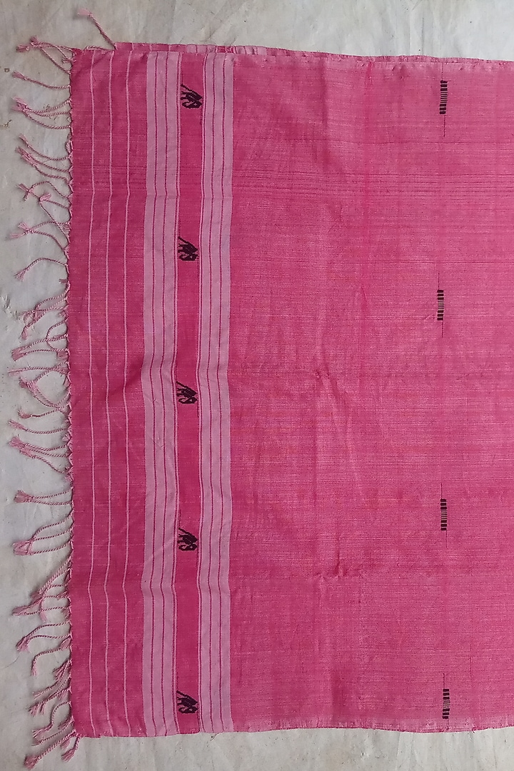 Pink Pure Cotton Handwoven Dupatta by Jyotsna Kalita at Pernia's Pop Up Shop