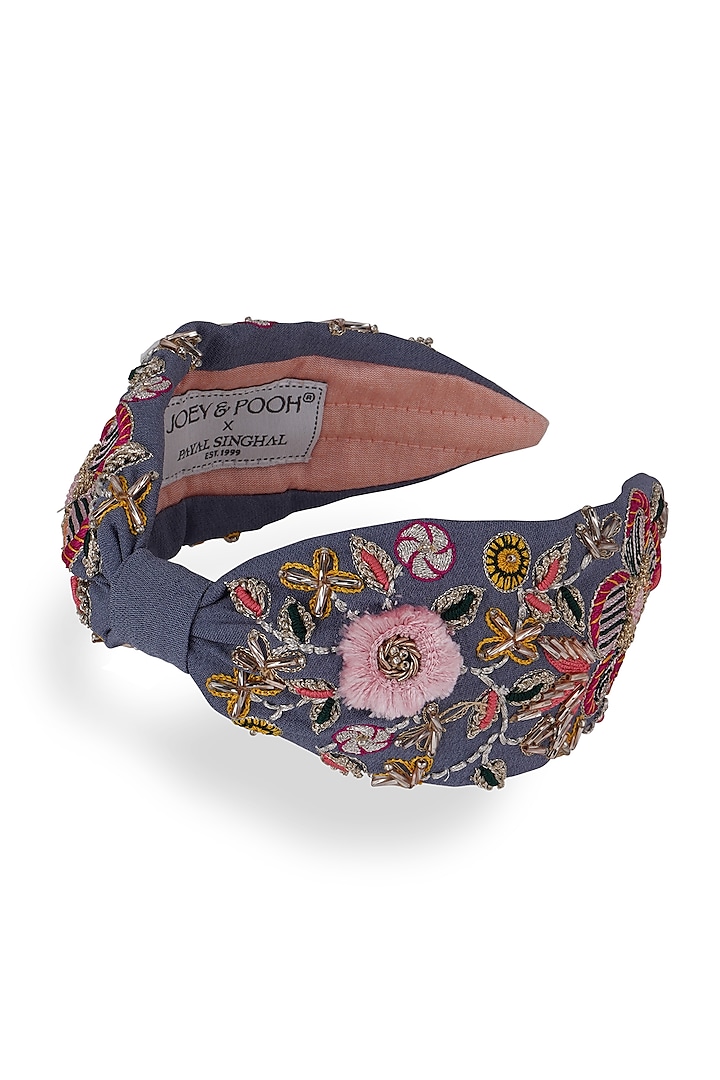 Blue Embroidered Headband by Joey & Pooh X Payal Singhal