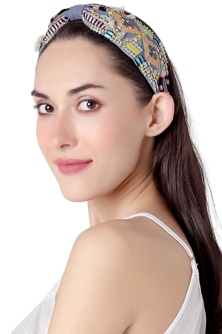 Blue Georgette Headband by Joey & Pooh X Payal Singhal at Pernia's Pop Up Shop