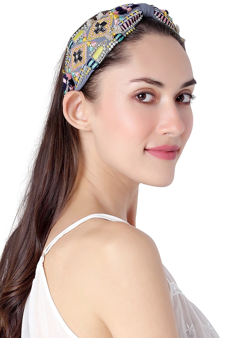 Blue Georgette Headband by Joey & Pooh X Payal Singhal at Pernia's Pop Up Shop